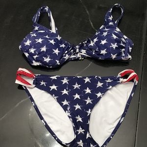 Xhilaration red white and blue bikini, size large